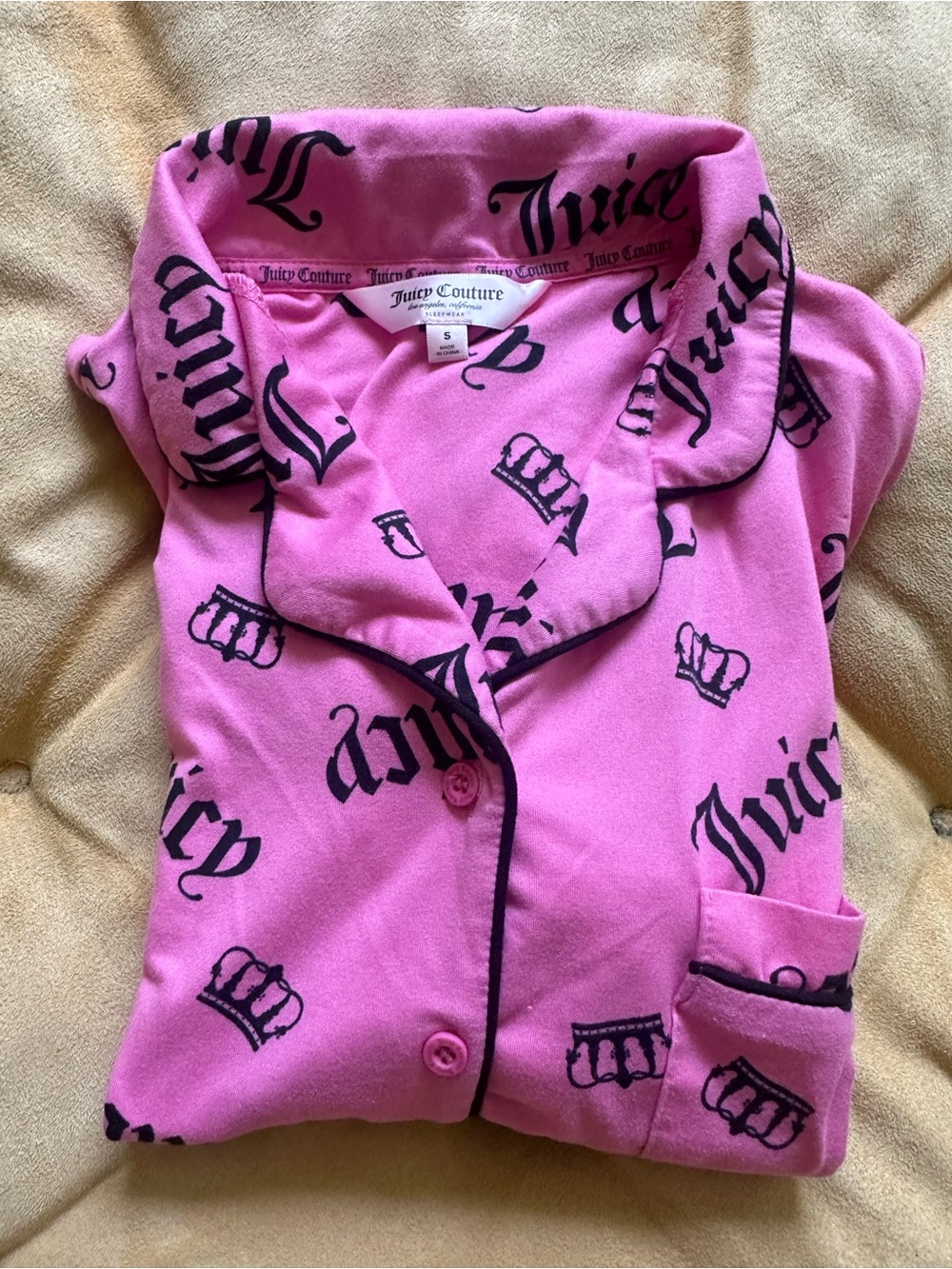 Juicy Couture Pink Logo & Crown Print Pajama Top